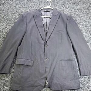 PRONTOMODA Men’s 2-Piece Black Pinstripe Merino Wool 2-Button Suit 46 34x28